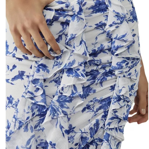 Free People Flounce Around Maxi Skirt in Blue Floral Combo Sz 8 NWT $128R - Picture 4 of 7